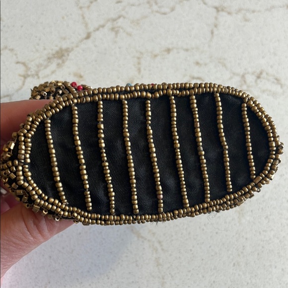 Vintage Black and Gold Beaded Clutch with Fringe - Picture 3 of 3